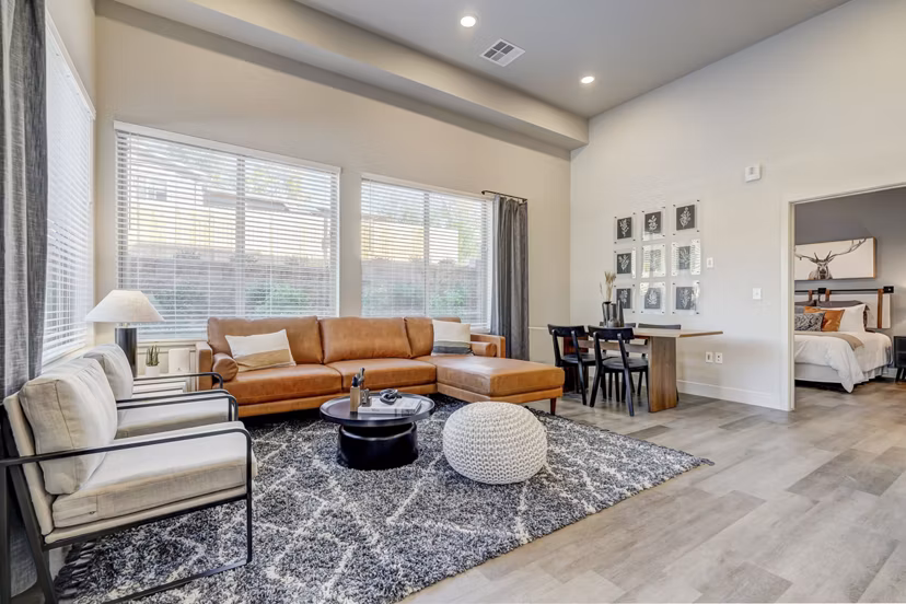living room at The Plaza at Pikes Peak Apartments 