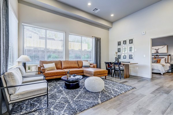 The Plaza at Pikes Peak: Modern living room with stylish decor and mountain views