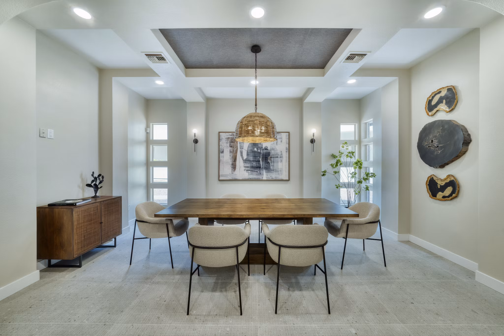 Meeting facility at Mountainside Apartments featuring modern seating and audiovisual equipment