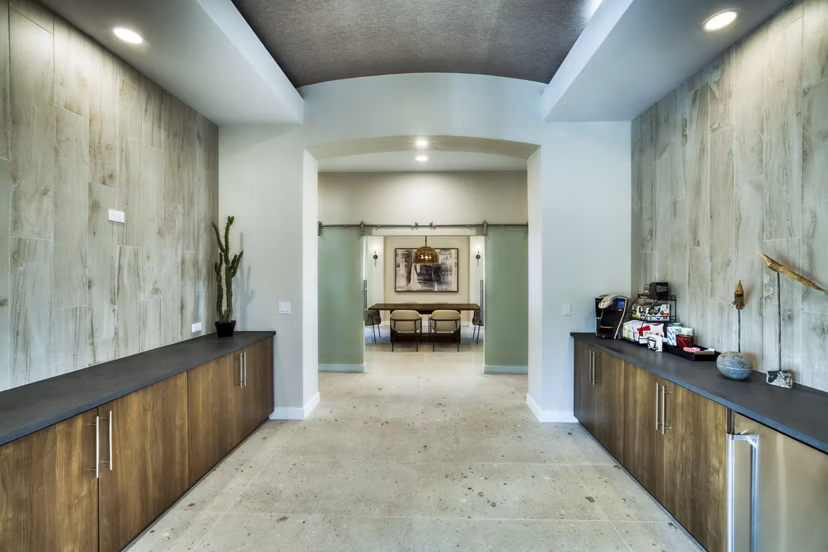 Modern clubhouse with sleek furnishings at Mountainside Apartments, a Greystar luxury community