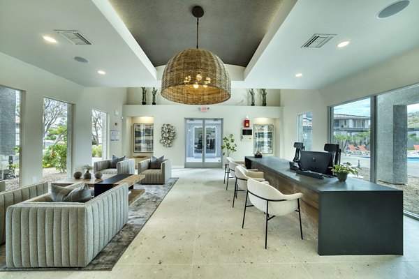 Clubhouse with modern decor at Mountainside Apartments offers a luxurious gathering space for residents