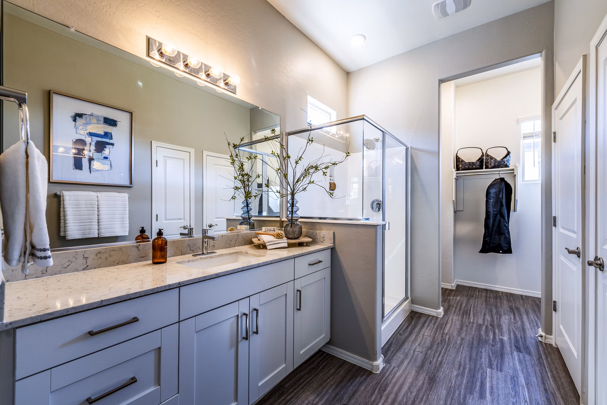 Modern bathroom with elegant fixtures at Vlux at Queen Creek Apartments