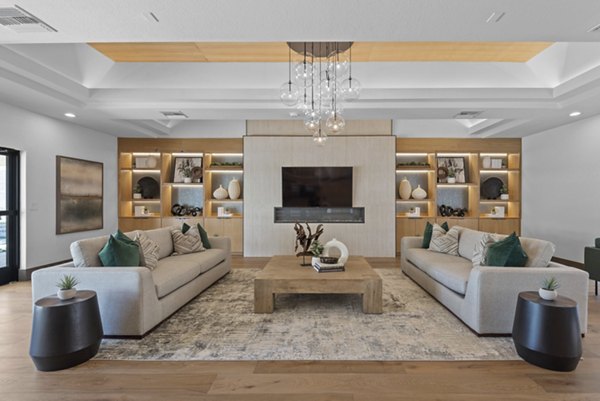 Clubhouse at La Privada Apartments featuring modern design and comfortable seating areas Perfect for relaxation and social gatherings