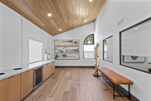 Clubhouse with modern design and abundant natural light at La Privada Apartments, Greystar luxury apartment community