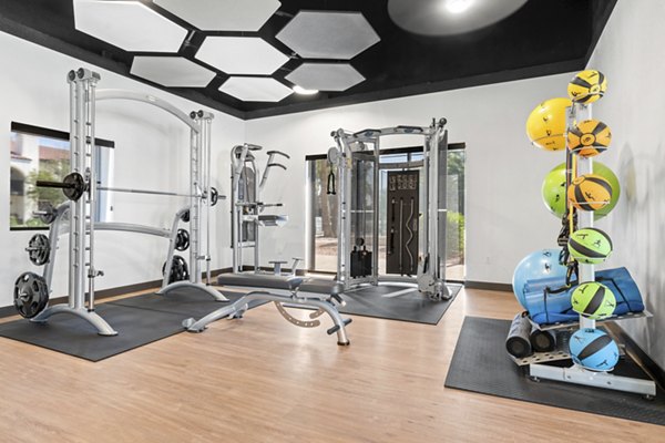 Fitness center with modern equipment at La Privada Apartments