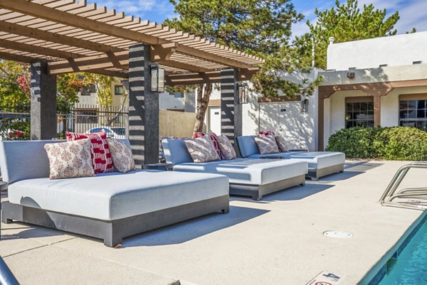 pool patio at The Aubry Apartments