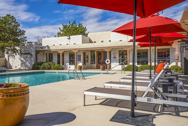 pool patio at The Aubry Apartments