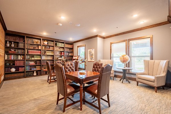 Meeting facility featuring modern design and tech amenities at Larkspur at Twin Creeks Apartments