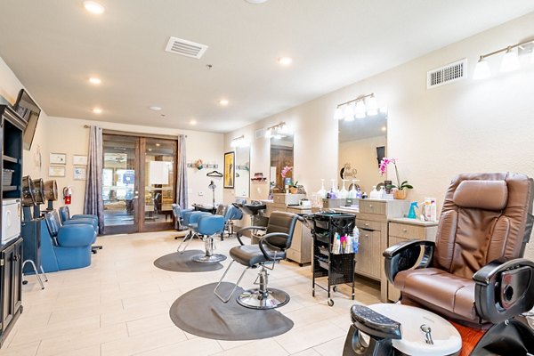 Contemporary salon space featuring sleek design at Larkspur at Twin Creeks Apartments