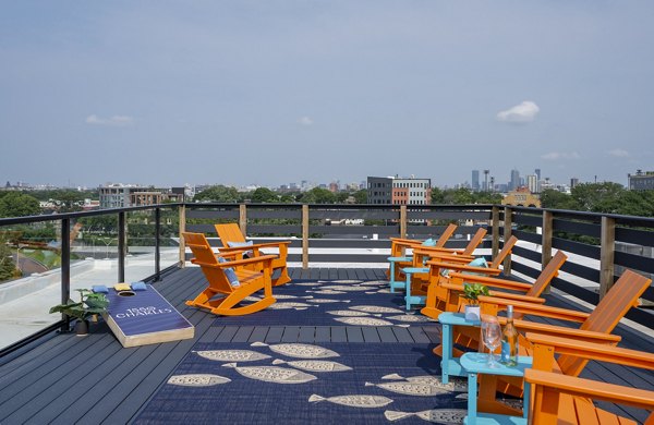 Rooftop deck with stunning city views at 1550 on the Charles Apartments