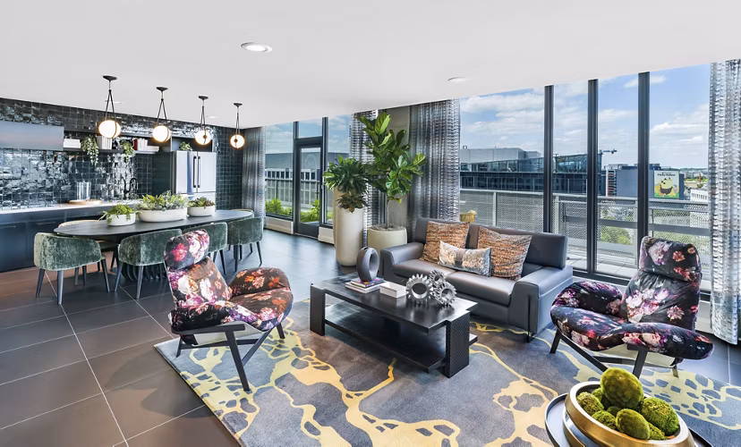 Elegant clubhouse with modern furnishings at Market House Apartments