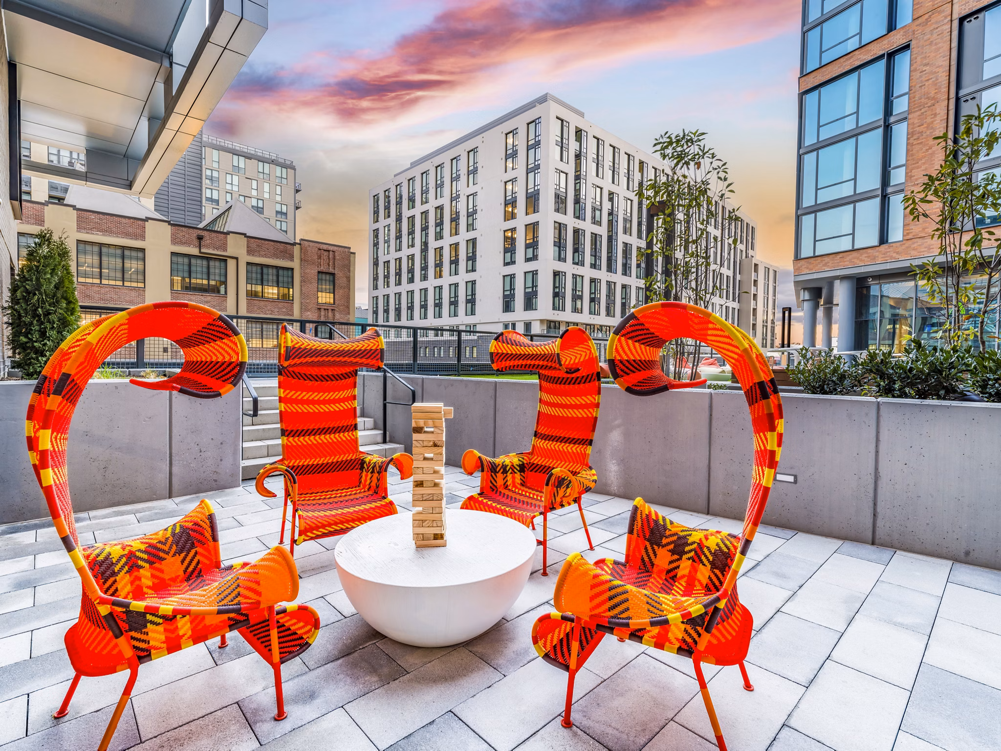 Spacious patio with city views at Market House Apartments perfect for relaxation