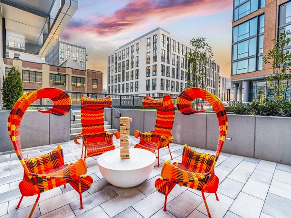 Spacious patio with city views at Market House Apartments perfect for relaxation