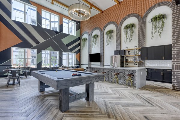 Modern clubhouse featuring stylish seating and art installations at Art House SATX luxury apartments