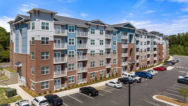 Encore at Heritage: Elegant building at luxury apartments in Wake Forest