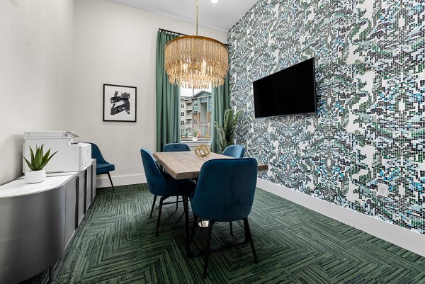 Modern meeting facility with advanced tech at Encore at Heritage Apartments, ideal for collaborations and events