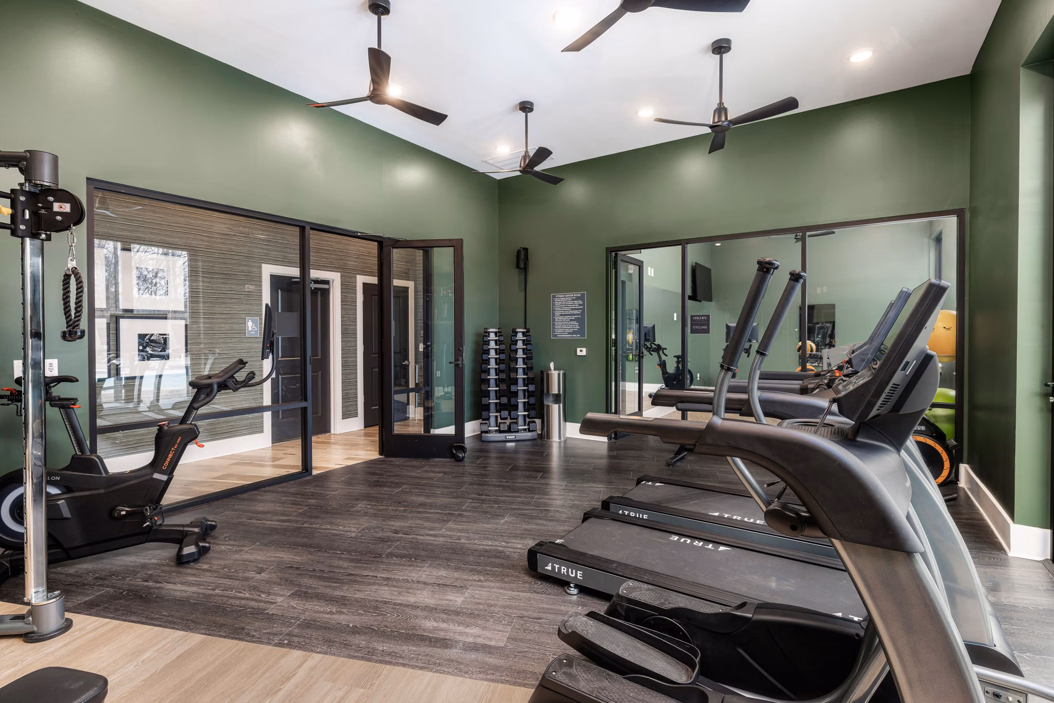 Fitness center with state-of-the-art equipment at Encore at Heritage Apartments