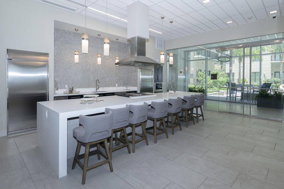 Modern clubhouse with social spaces at Canal 1535 Apartments, perfect for gatherings and events in vibrant downtown location