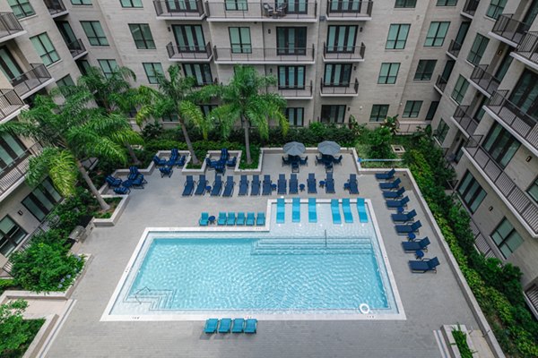 Relaxing rooftop pool with city views at Canal 1535 Apartments, offering luxury amenities in a prime urban location