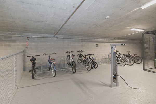 Secure bike storage facility at Canal 1535 Apartments, providing convenience and safety for residents in a central urban location