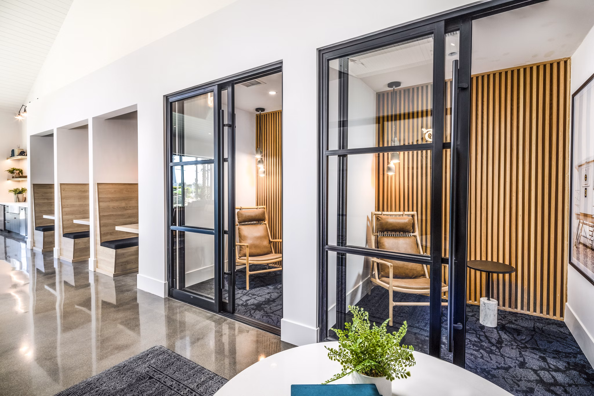Silo Apartments: Inviting clubhouse with contemporary design and cozy seating areas in the heart of Fort Worth, Texas