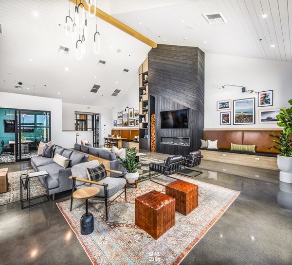 Silo Apartments: Elegant clubhouse lobby with modern decor and comfortable seating