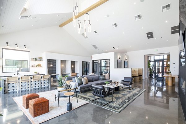 Stylish clubhouse lobby with modern decor at Silo Apartments