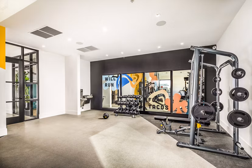 State-of-the-art fitness center with modern equipment at Silo Apartments