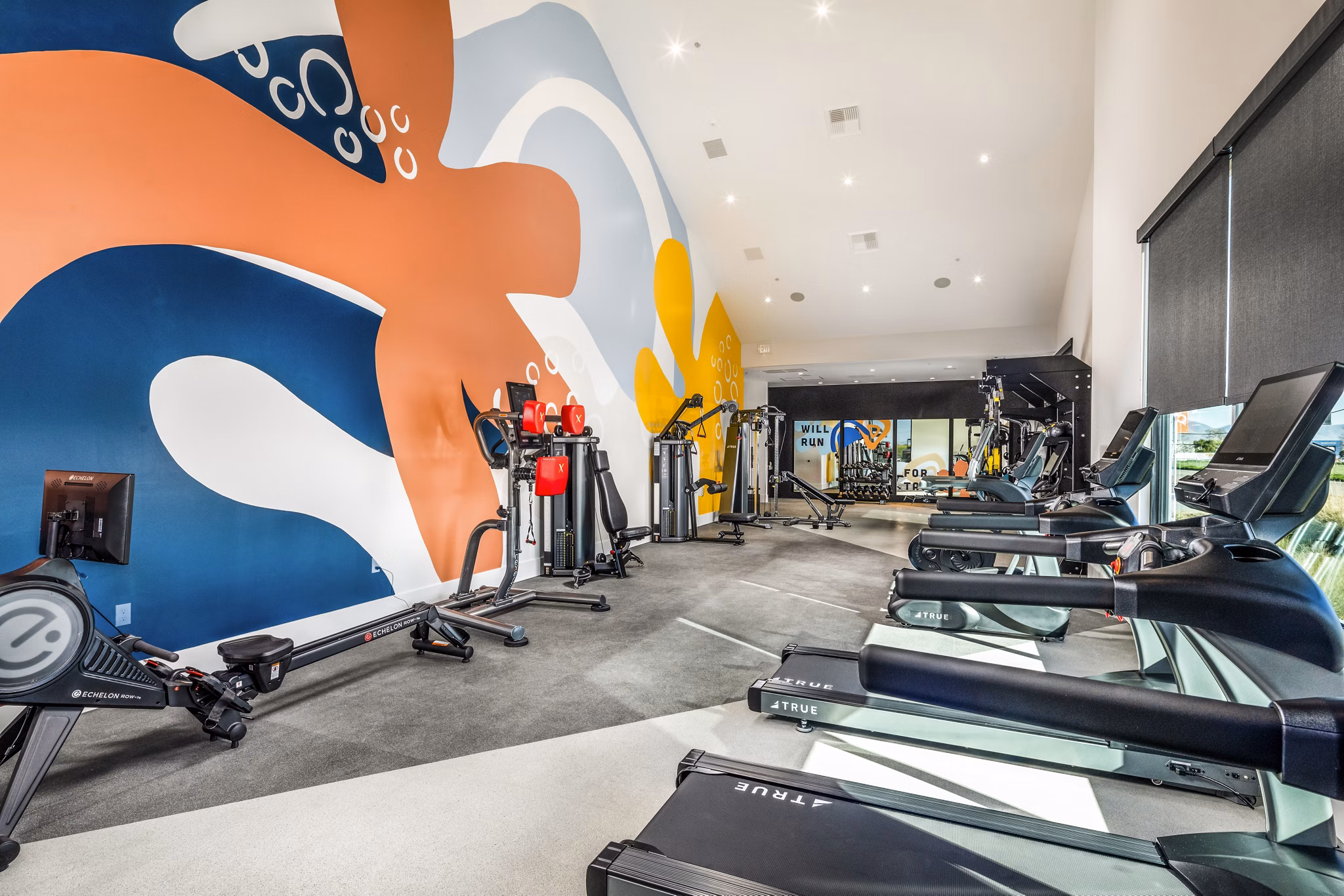 State-of-the-art fitness center with modern equipment at Silo Apartments, offering luxury living and wellness in Charlotte