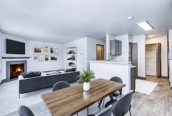Dining room with modern furnishings at Capitol Heights Apartments in luxury setting
