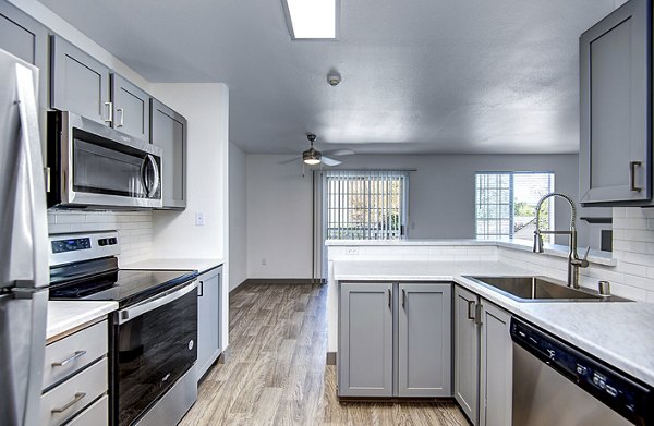 Modern kitchen with stainless steel appliances at Capitol Heights Apartments luxury rentals