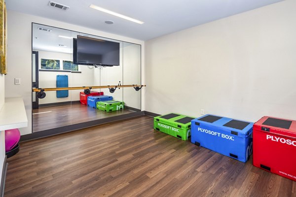 Yoga studio featuring state-of-the-art equipment at Terra House Apartments, a luxury property by Greystar in a vibrant community