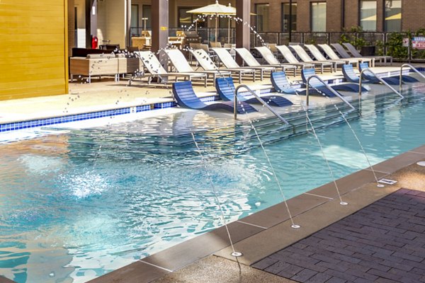 Infinity-edge pool with city views at Terra House Apartments, Nashville