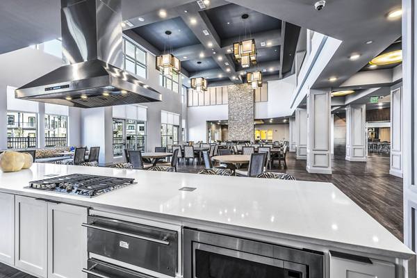 clubhouse kitchen at Larkspur at Creekside Apartments