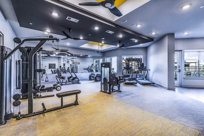 Fitness center with modern equipment at Larkspur at Creekside Apartments