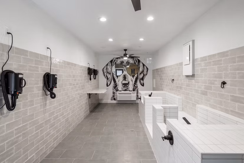 Dog wash station for residents at The Lola Apartments