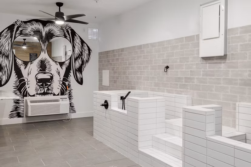 Convenient dog wash station at The Lola Apartments for pet-friendly living