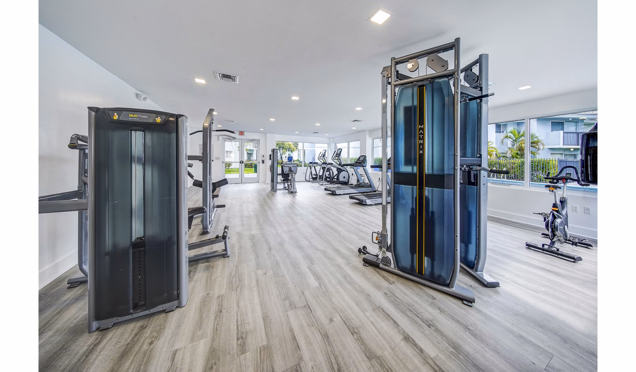 State-of-the-art fitness center with modern equipment at 7 West Apartments