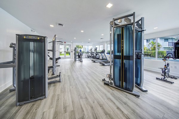 State-of-the-art fitness center with modern equipment at 7 West Apartments