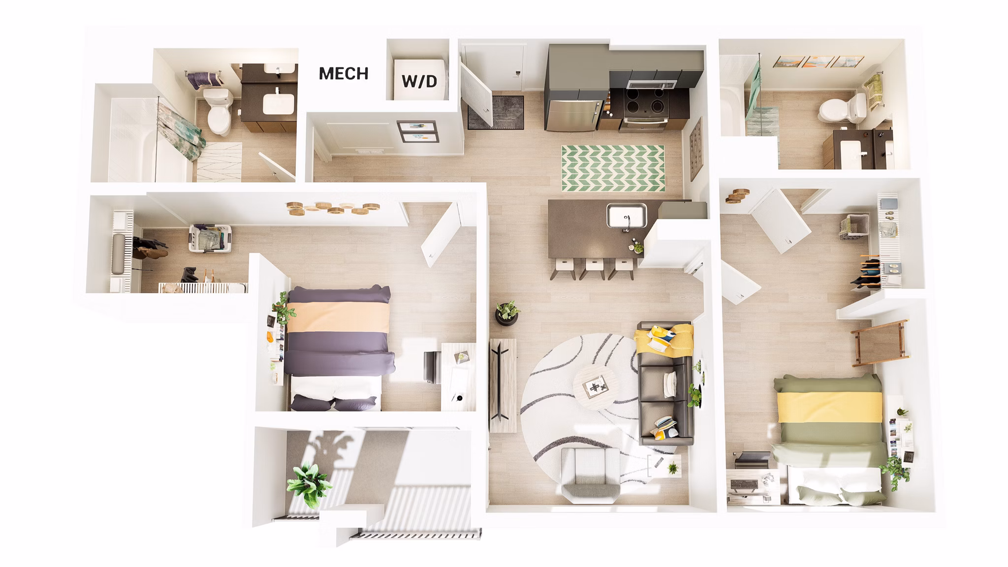B2 floor plan at Union Grantville Apartments