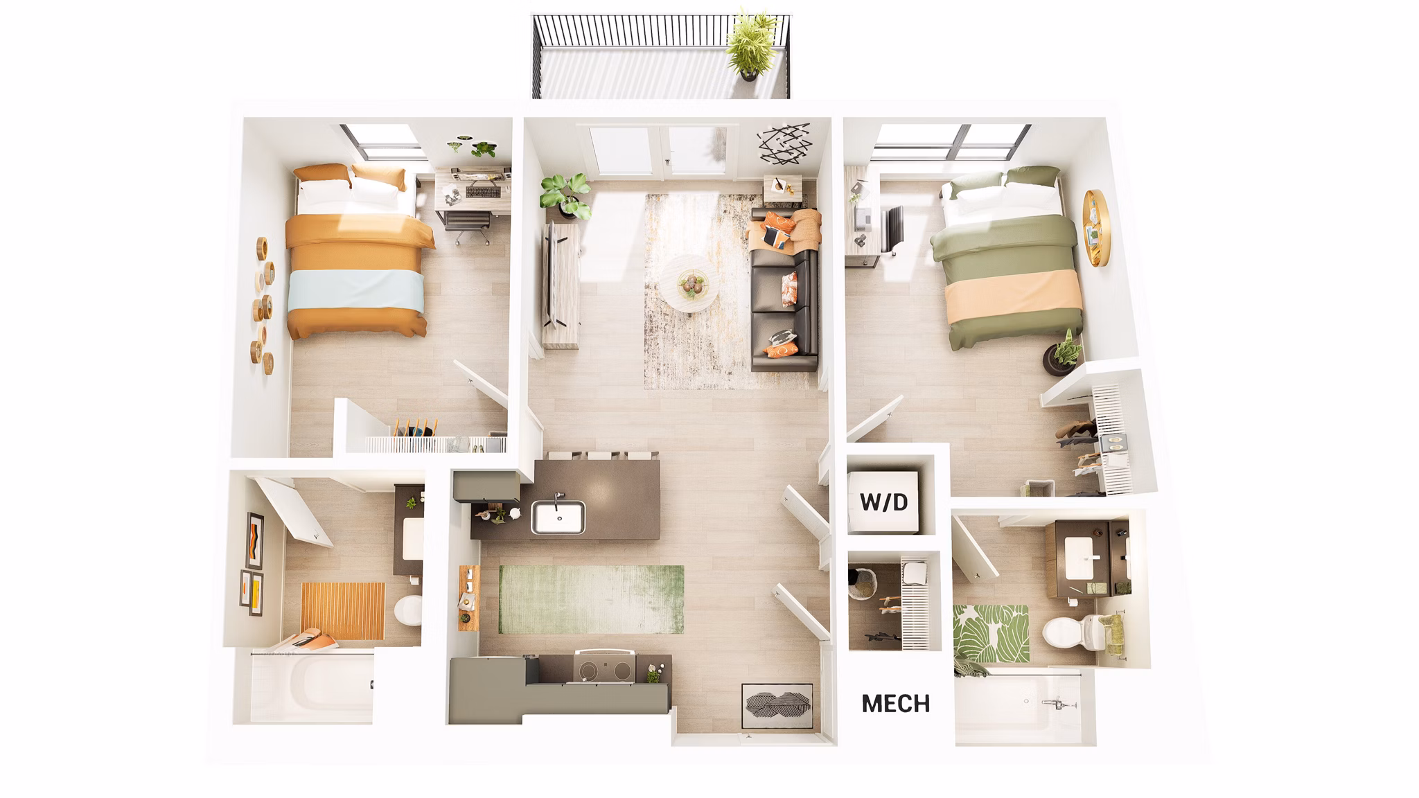 B3 floor plan at Union Grantville Apartments