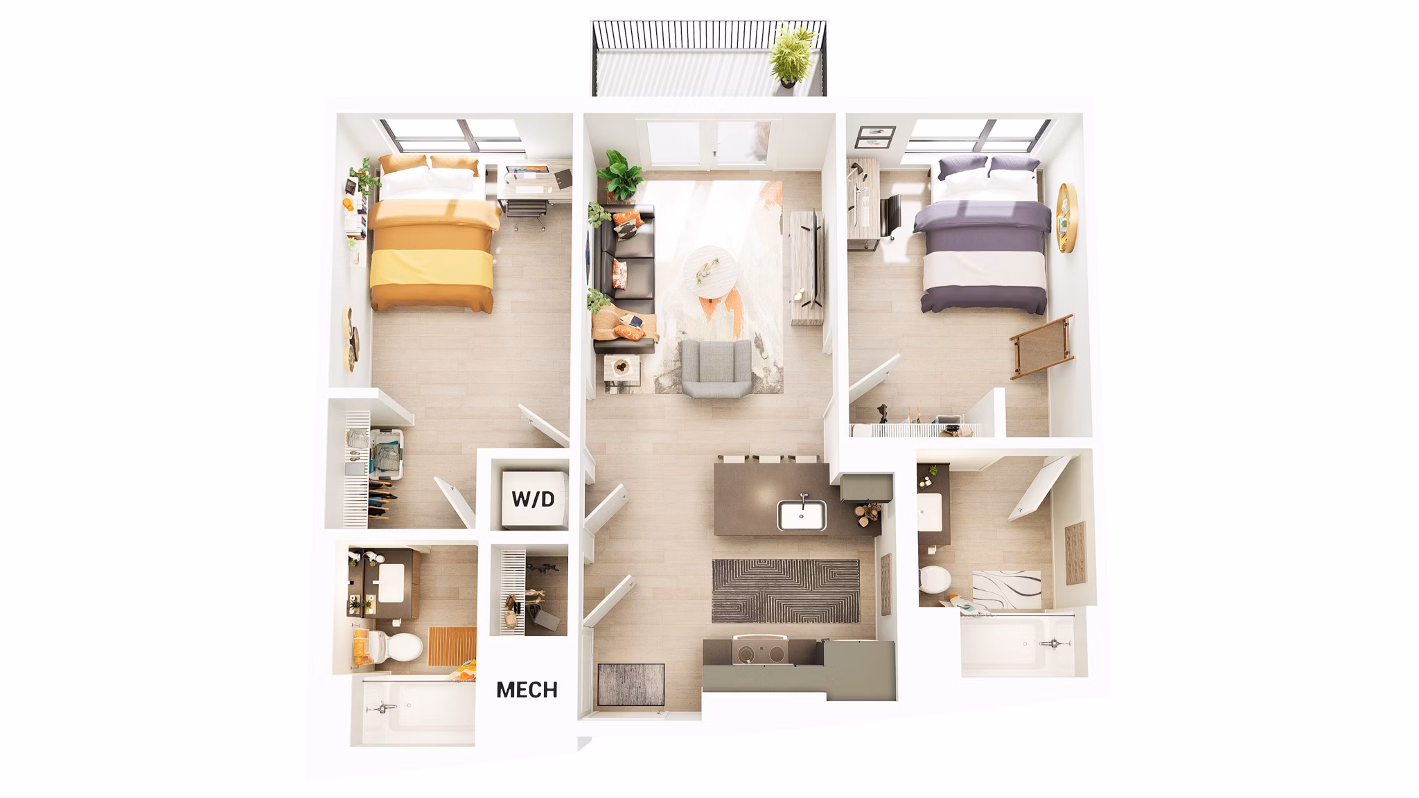 B4 floor plan at Union Grantville Apartments