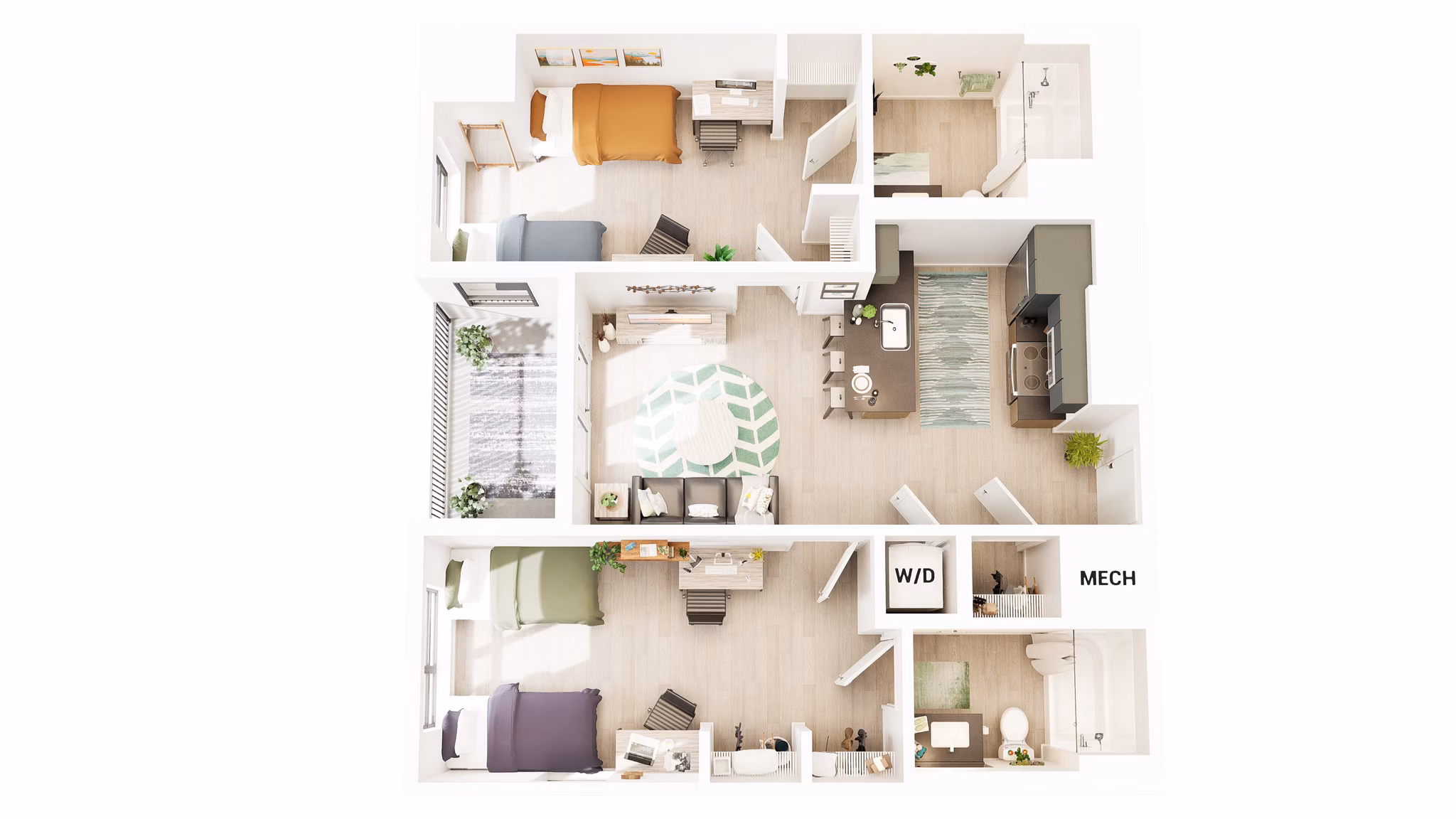 B6A floor plan at Union Grantville Apartments
