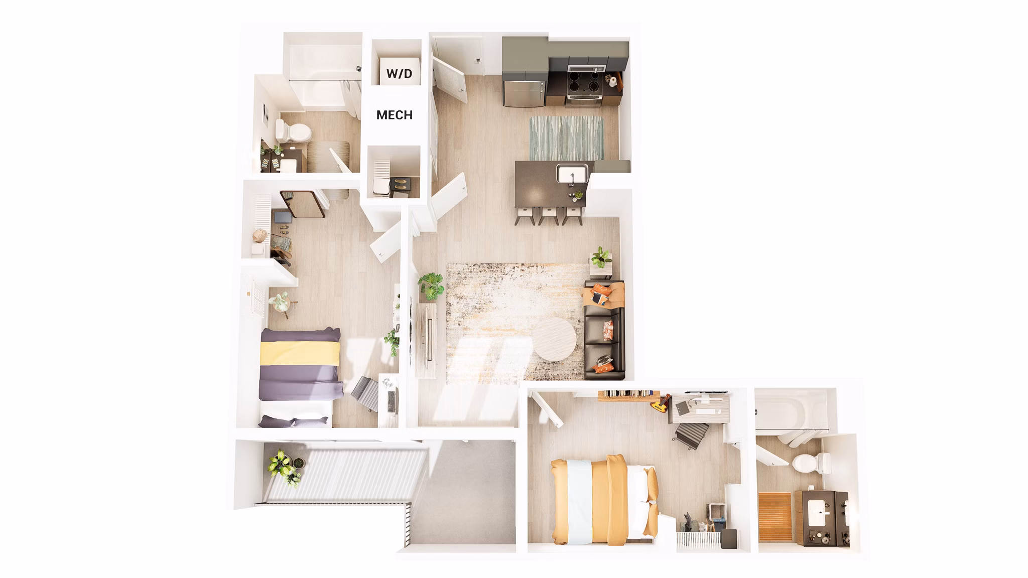 B7 floor plan at Union Grantville Apartments