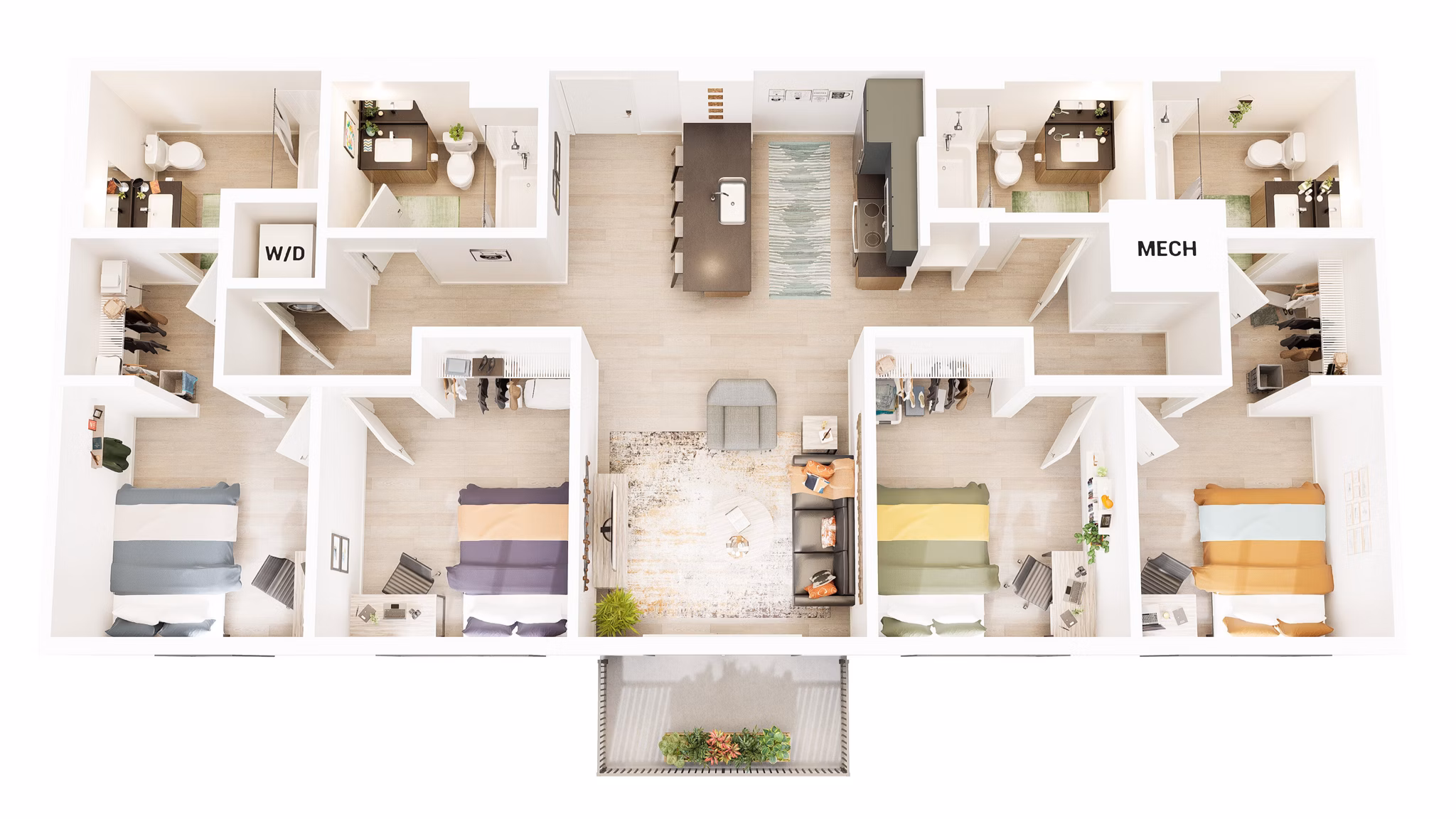D1 floor plan at Union Grantville Apartments