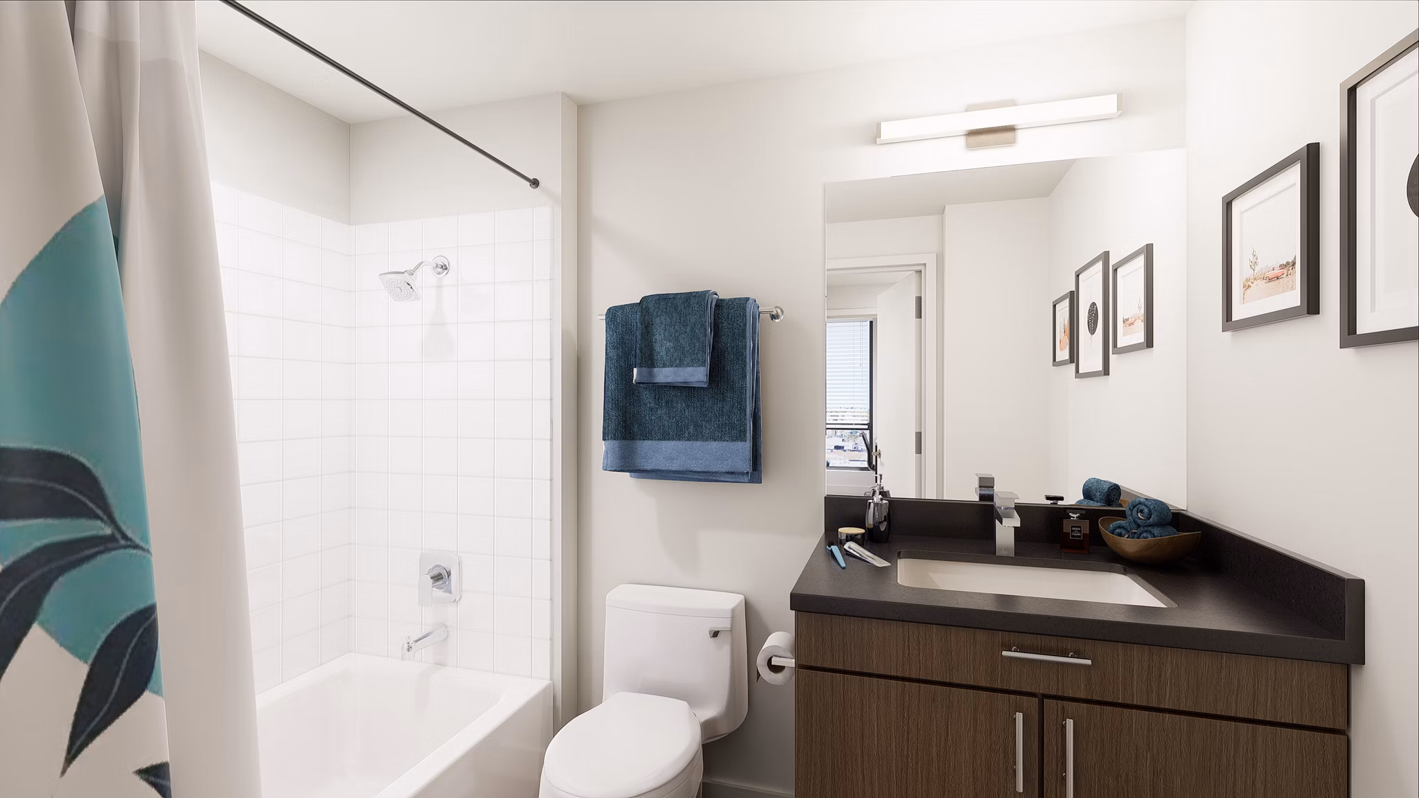 Modern bathroom with sleek fixtures at Union Grantville Apartments