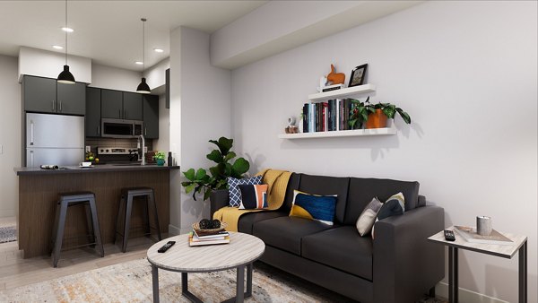 Spacious living room with modern decor in Union Grantville Apartments