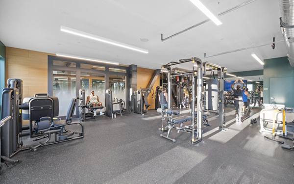 fitness center at The Burrow Apartments
