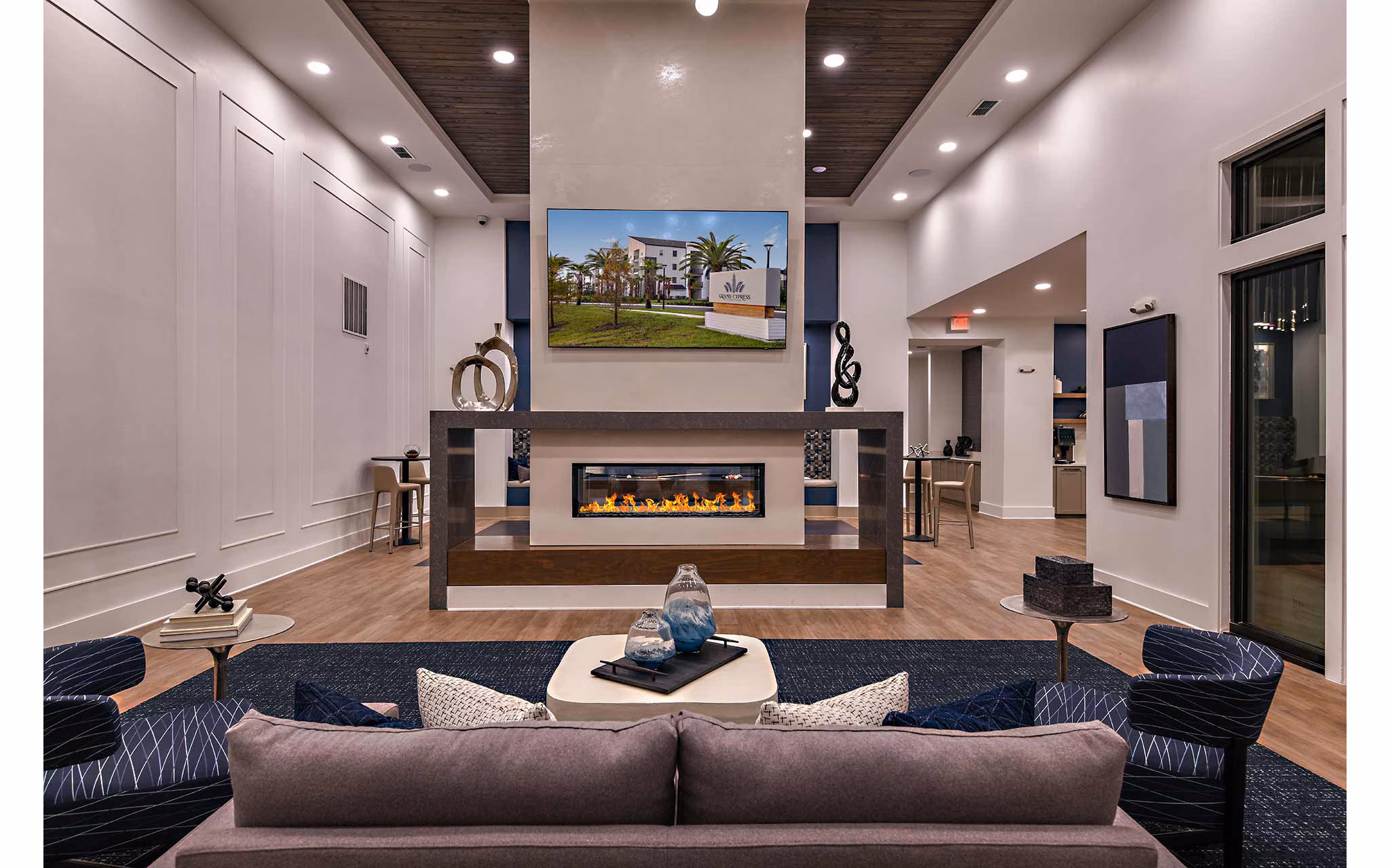 Contemporary clubhouse featuring modern amenities at Grand Cypress Apartments