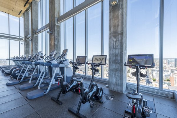 Modern fitness center with state-of-the-art equipment at Evo at Cira Centre South Apartments